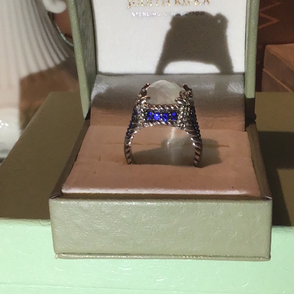 JUDITH RIPKA MONACO MOP DOUBLET W/SAPPHIRES RING - Picture 4 of 10